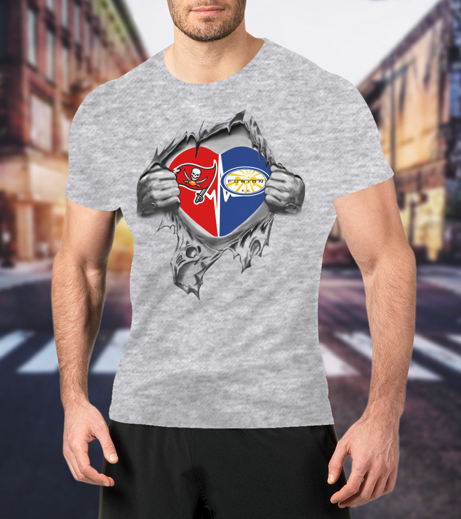 Buccaneers Pirate And Miami Fusion Sun Heartburst T-Shirt
