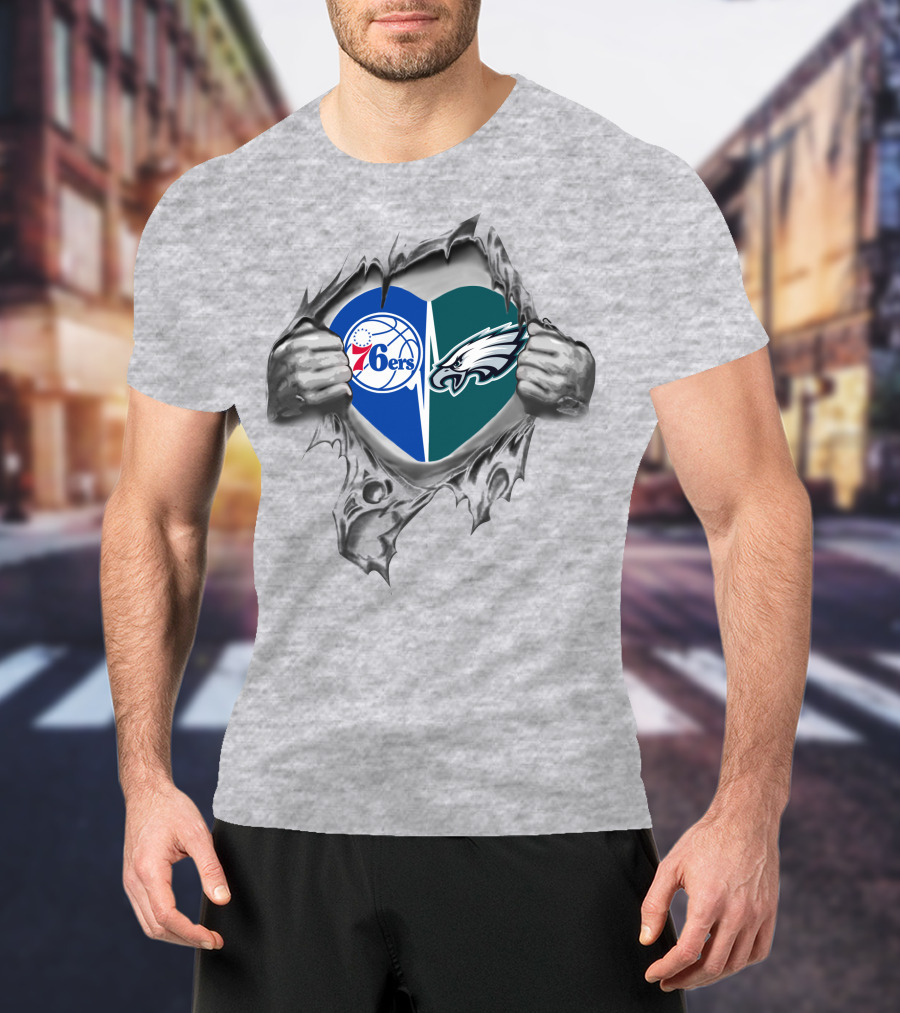 Eagles 76ers Heart Philadelphia Pride T-Shirt