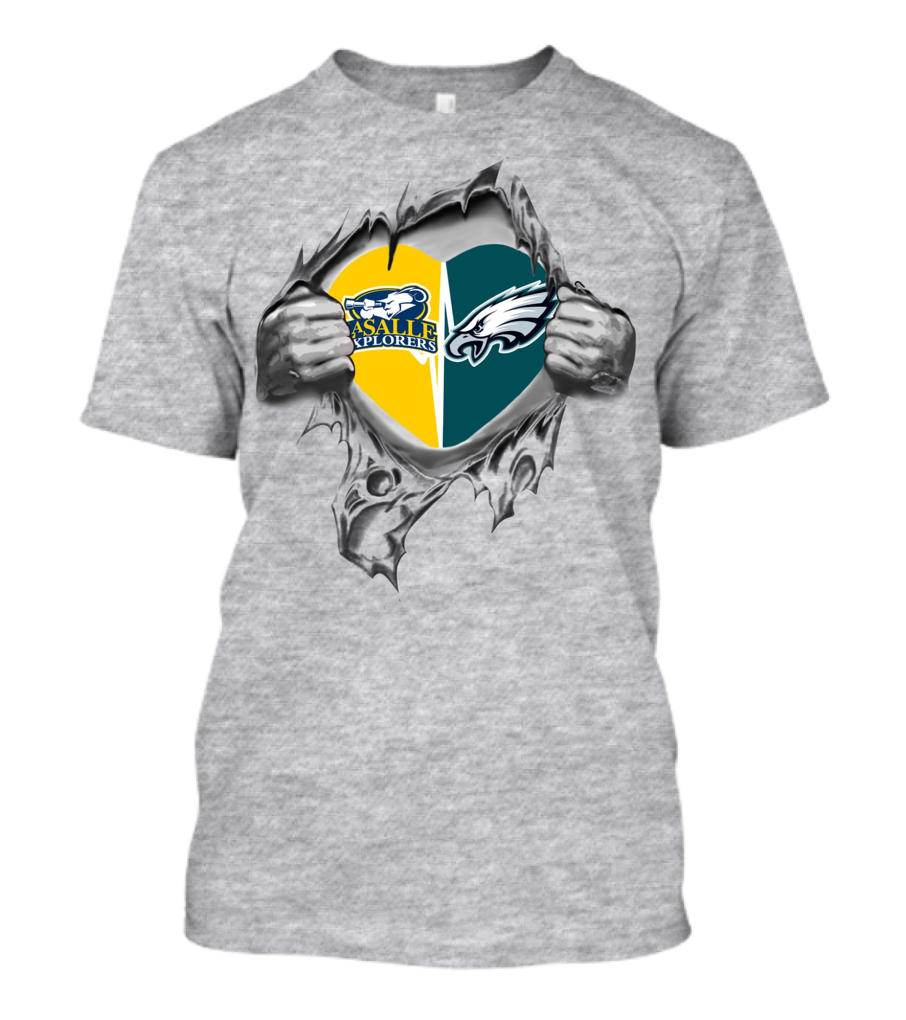 Eagles La Salle Explorers Heart With Logo Designs T-Shirt