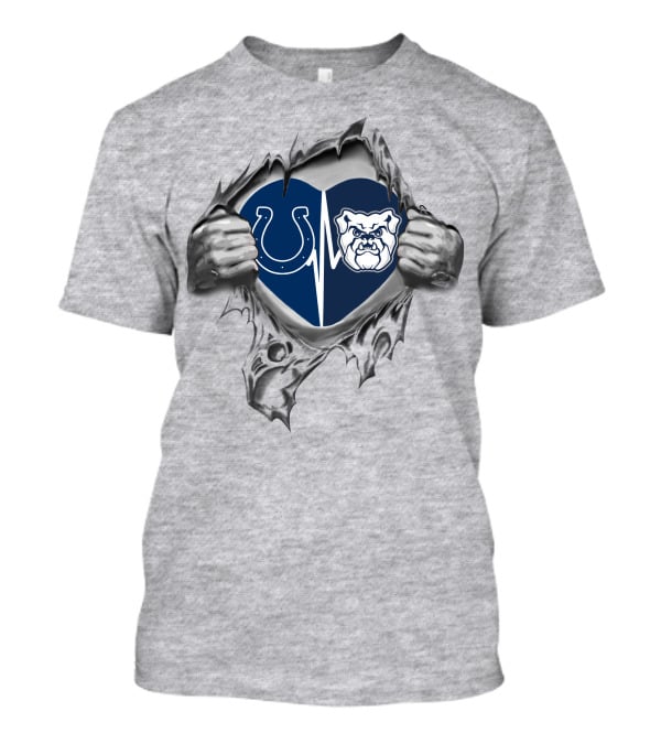 Indianapolis Colts And Butler Bulldogs Heart Design 126 Colts Butler Bulldogs It's In My Heart T-Shirt
