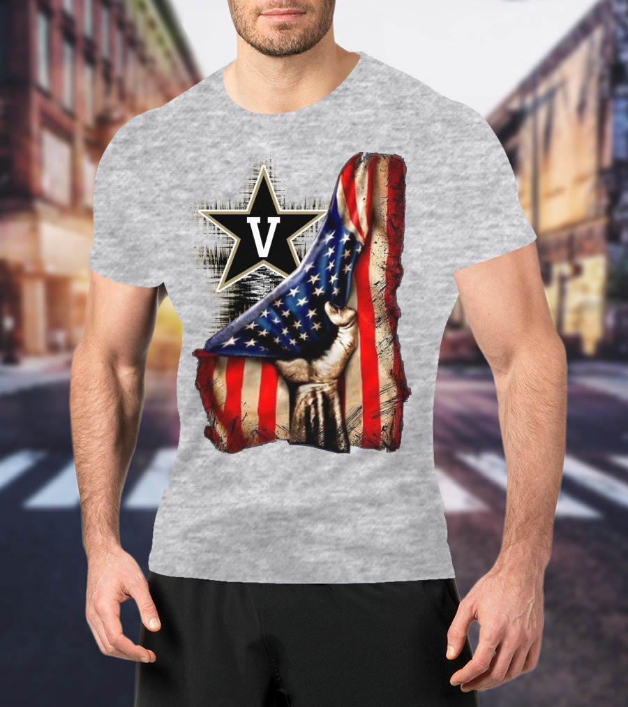 Vanderbilt Commodores American Flag Hand And Star T-Shirt