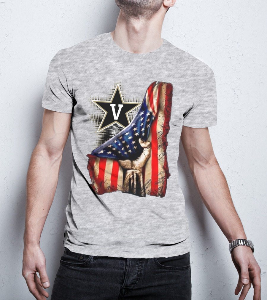 Vanderbilt Commodores American Flag Hand And Star T-Shirt
