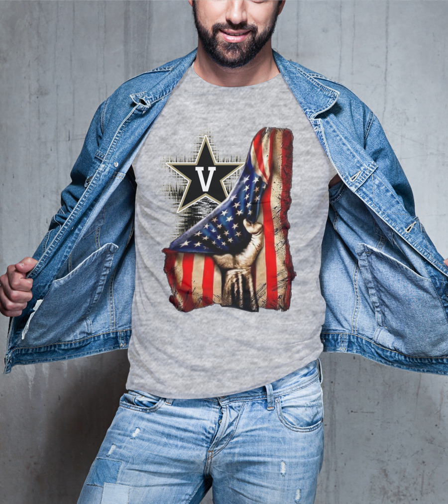 Vanderbilt Commodores American Flag Hand And Star T-Shirt