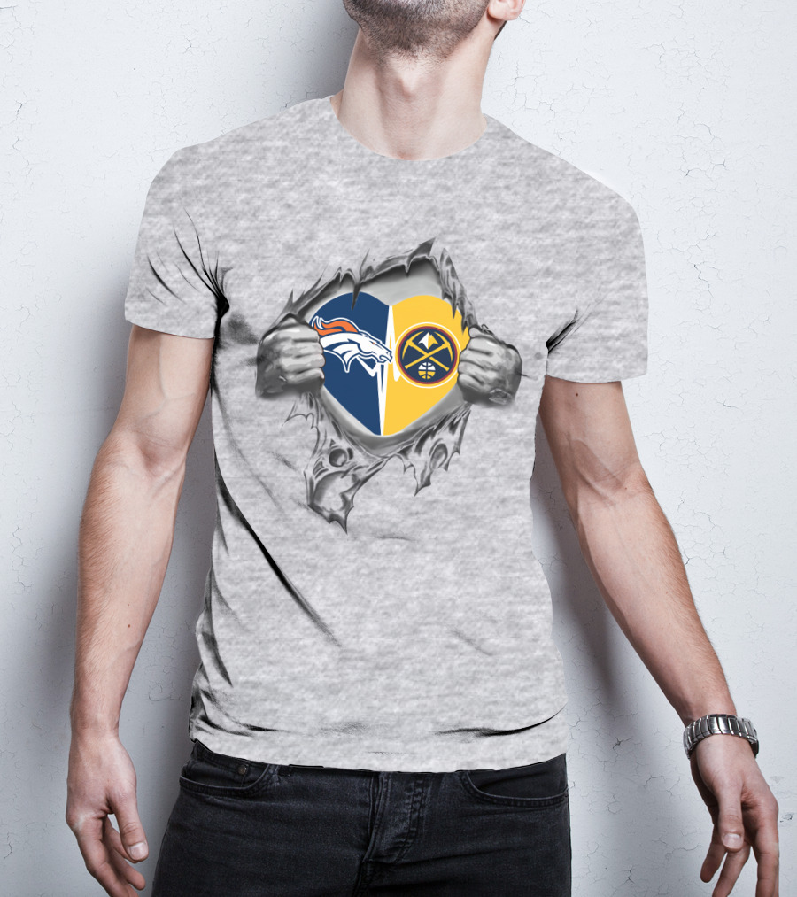 Denver Broncos Nuggets Heart Unity T-Shirt