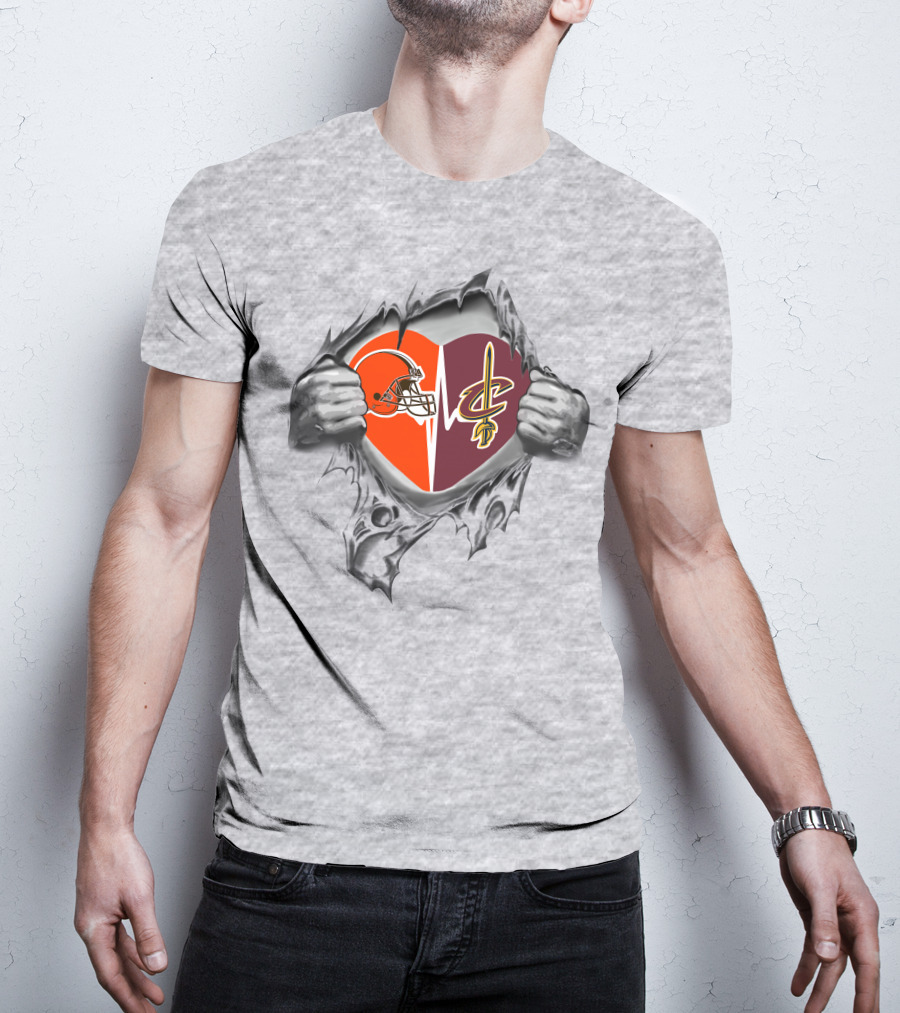 Cleveland Browns Cleveland Cavaliers Heart Logo Fan T-Shirt