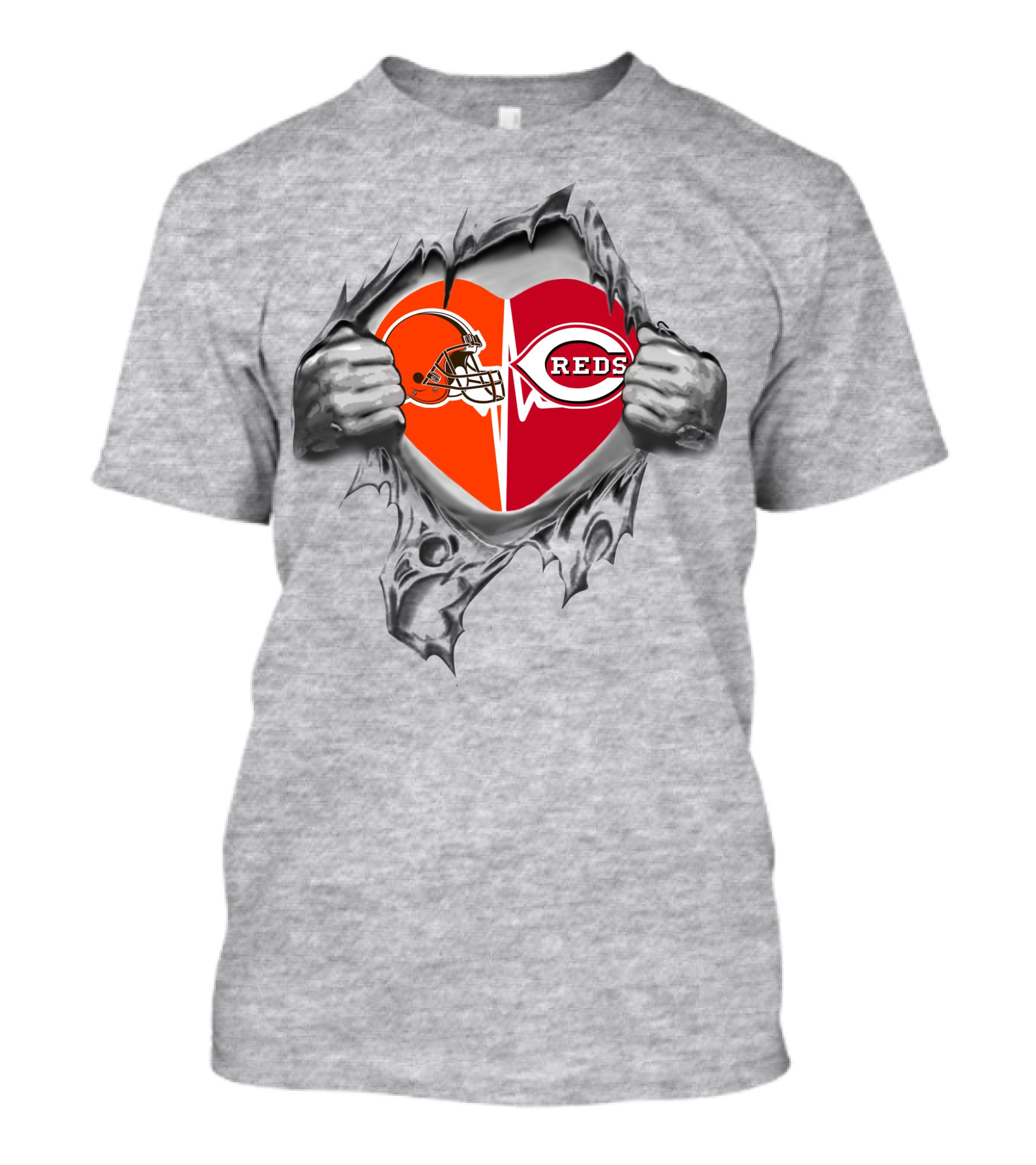Cleveland Browns And Cincinnati Reds Heartbeat Passion 251 T-Shirt