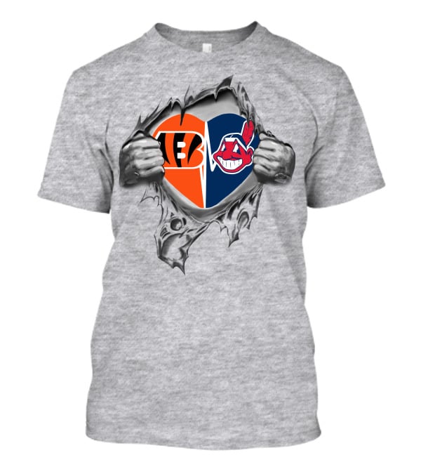 Cincinnati Bengals And Cleveland Indians Logos In My Heart T-Shirt