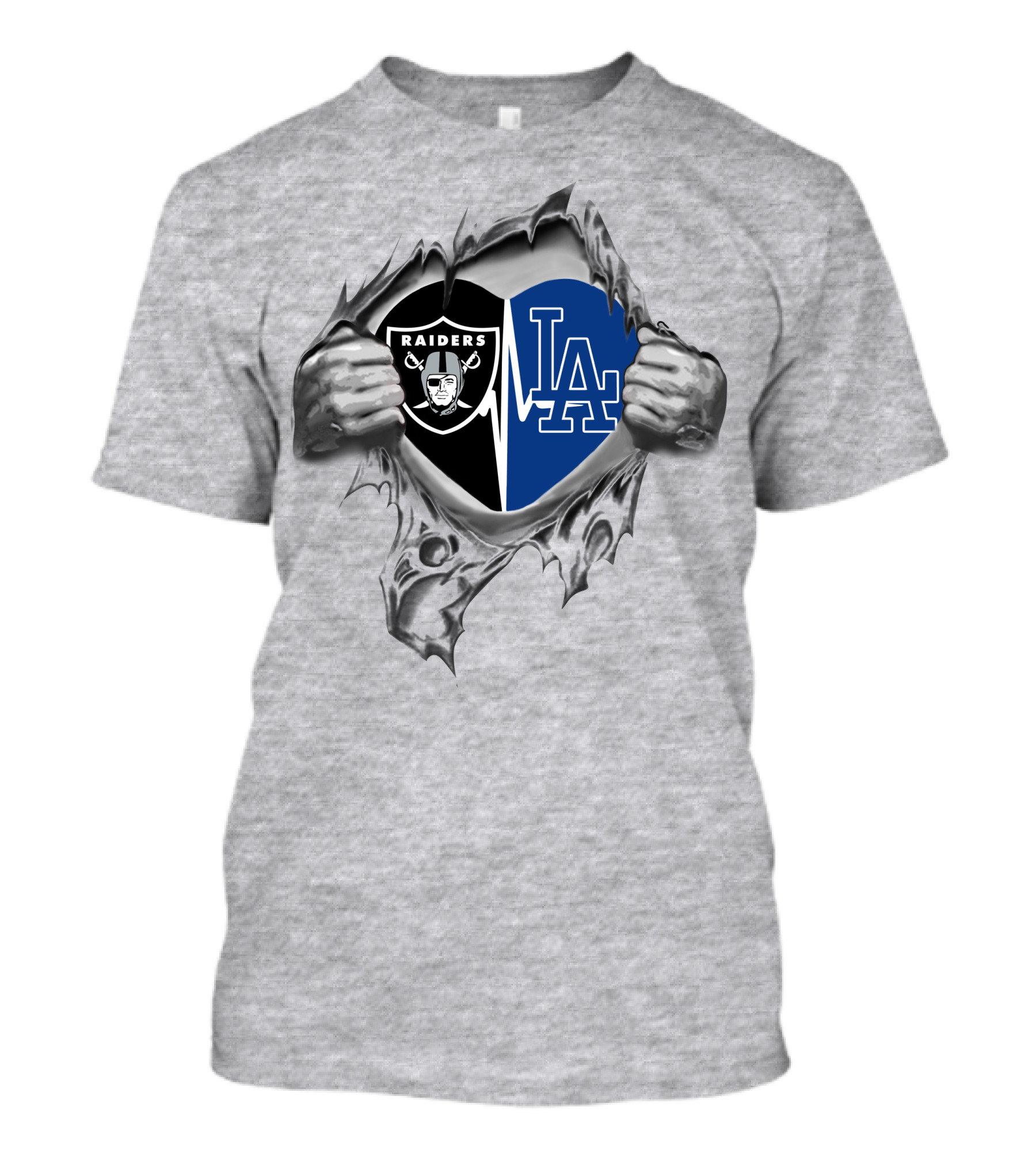 Raiders Los Angeles Dodgers Heart Logo Fusion It's In My Heart T-Shirt