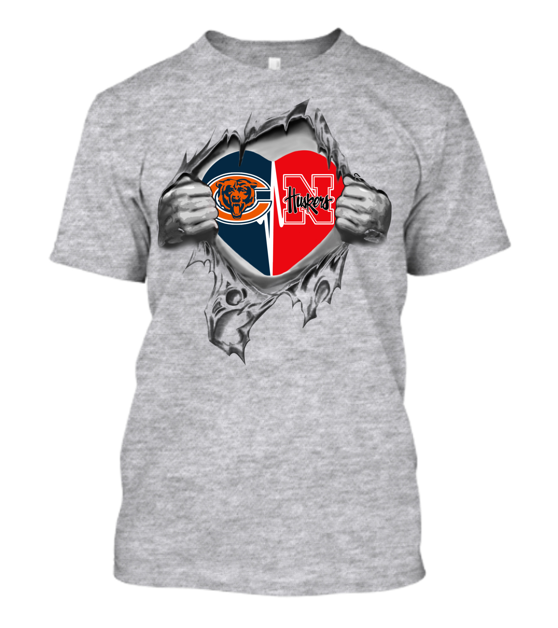 Chicago Bears Nebraska Cornhuskers Heart T-Shirt