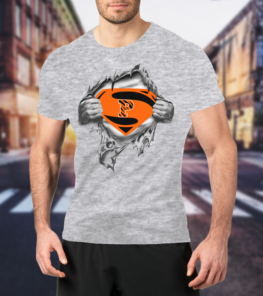 Princeton Tigers Superman Logo Chest Rip T-Shirt
