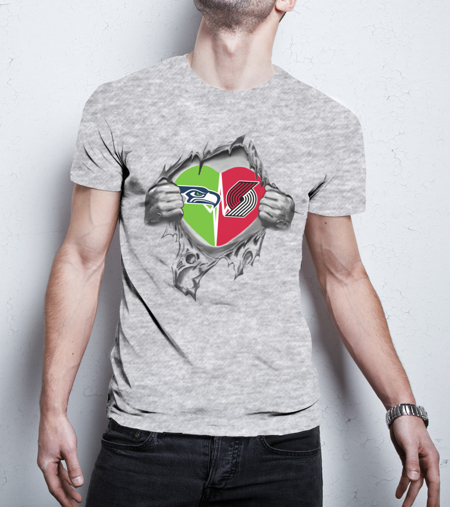 Seahawks Blazers Heart Logo Split T-Shirt