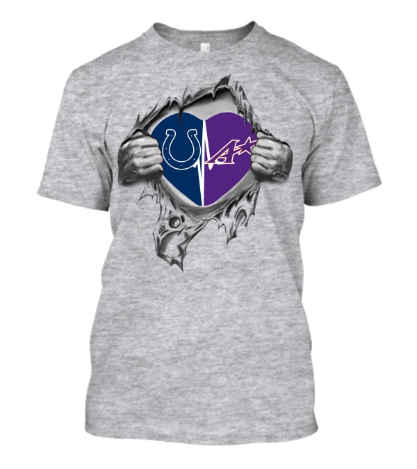 Colts Evansville Purple Aces Heart Logo Split T-Shirt