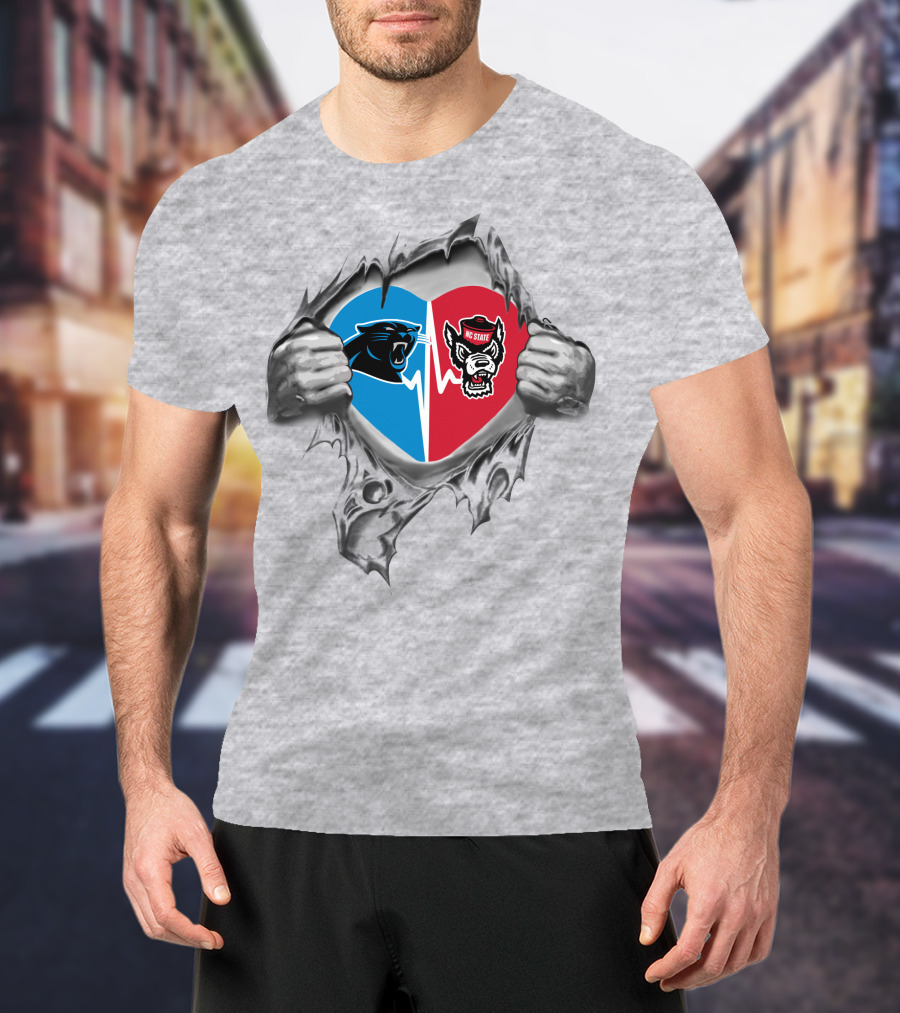 Panthers Nc State Wolfpack Heart T-Shirt
