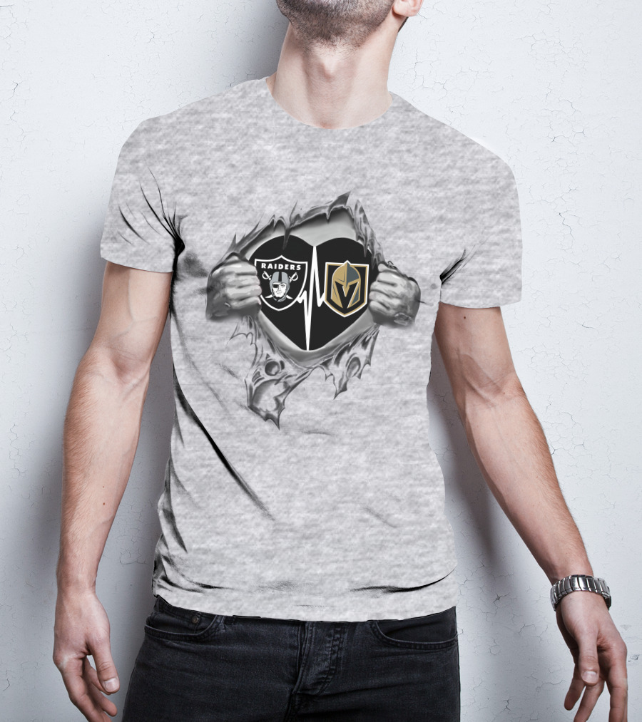 Raiders Vegas Golden Knights Heartbeat T-Shirt