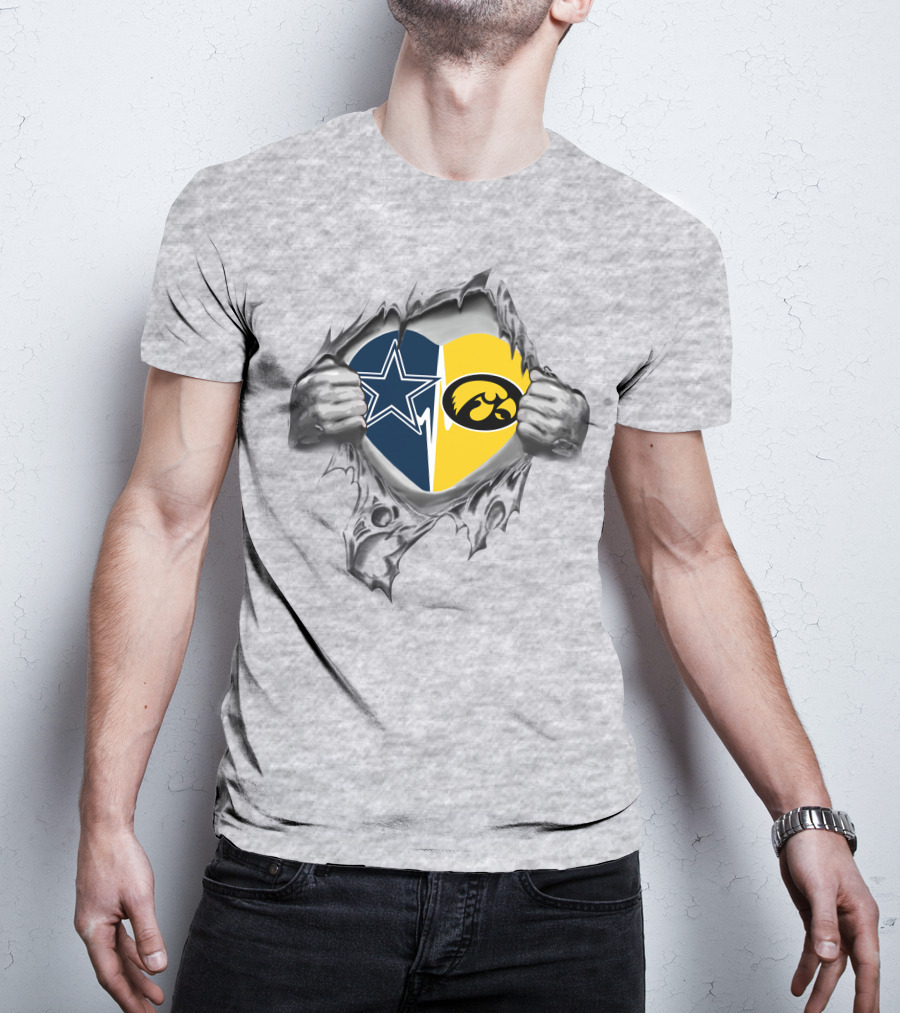 Iowa Hawkeyes Cowboys Heart Graphic 363 Cowboys Football Fan T-Shirt