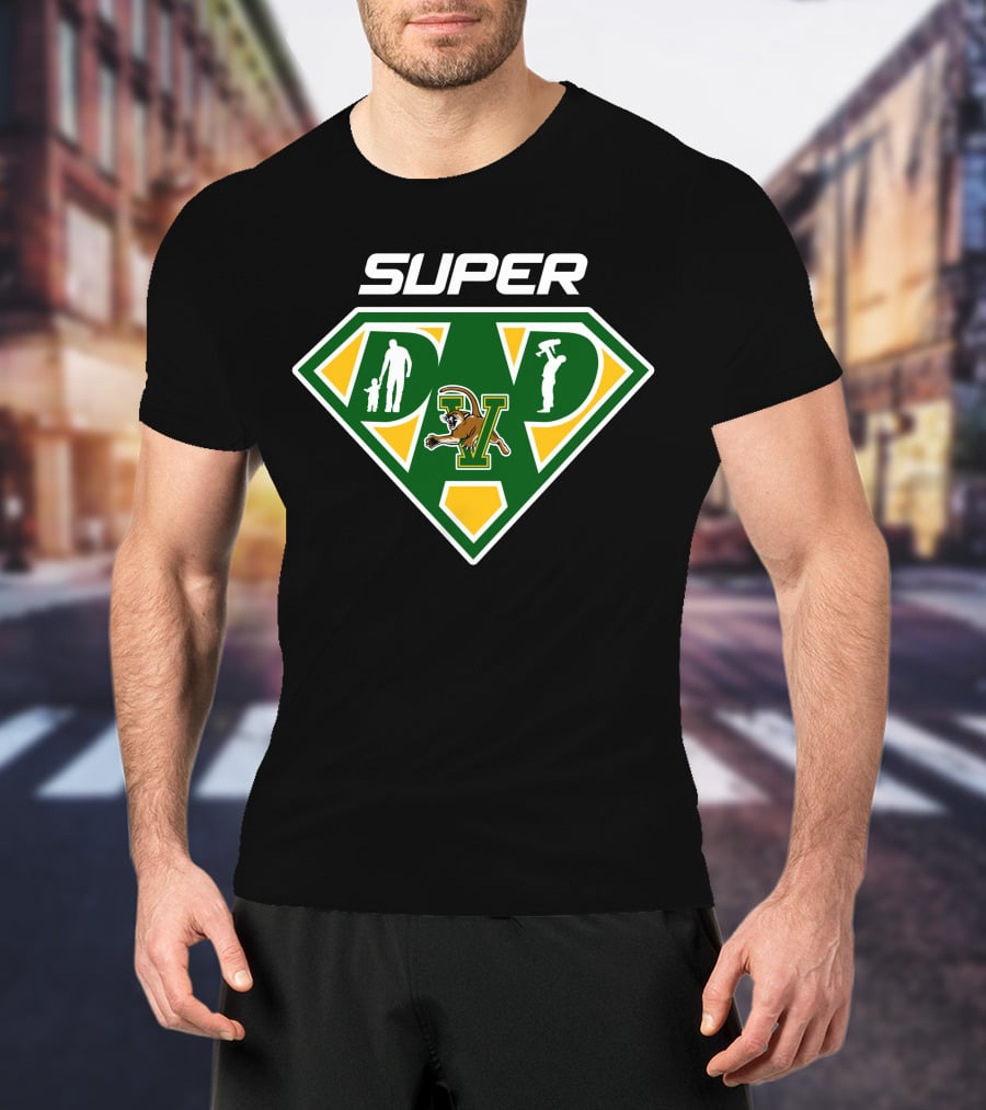 Vermont Catamounts Super Dad Hero Emblem With V T-Shirt