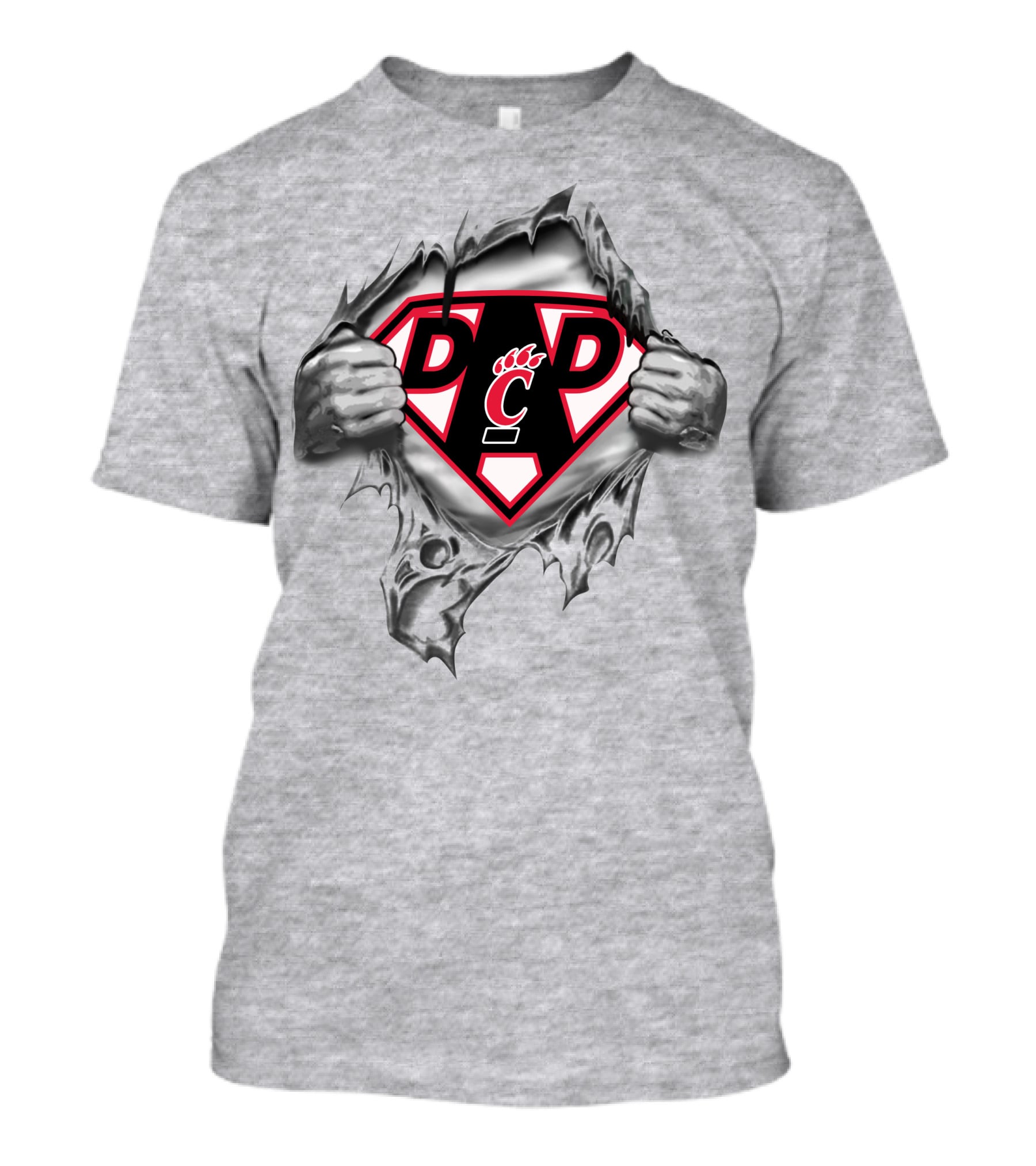 Cincinnati Bearcats Super Dad Logo Design With Bearcat Paw And Shield T-Shirt