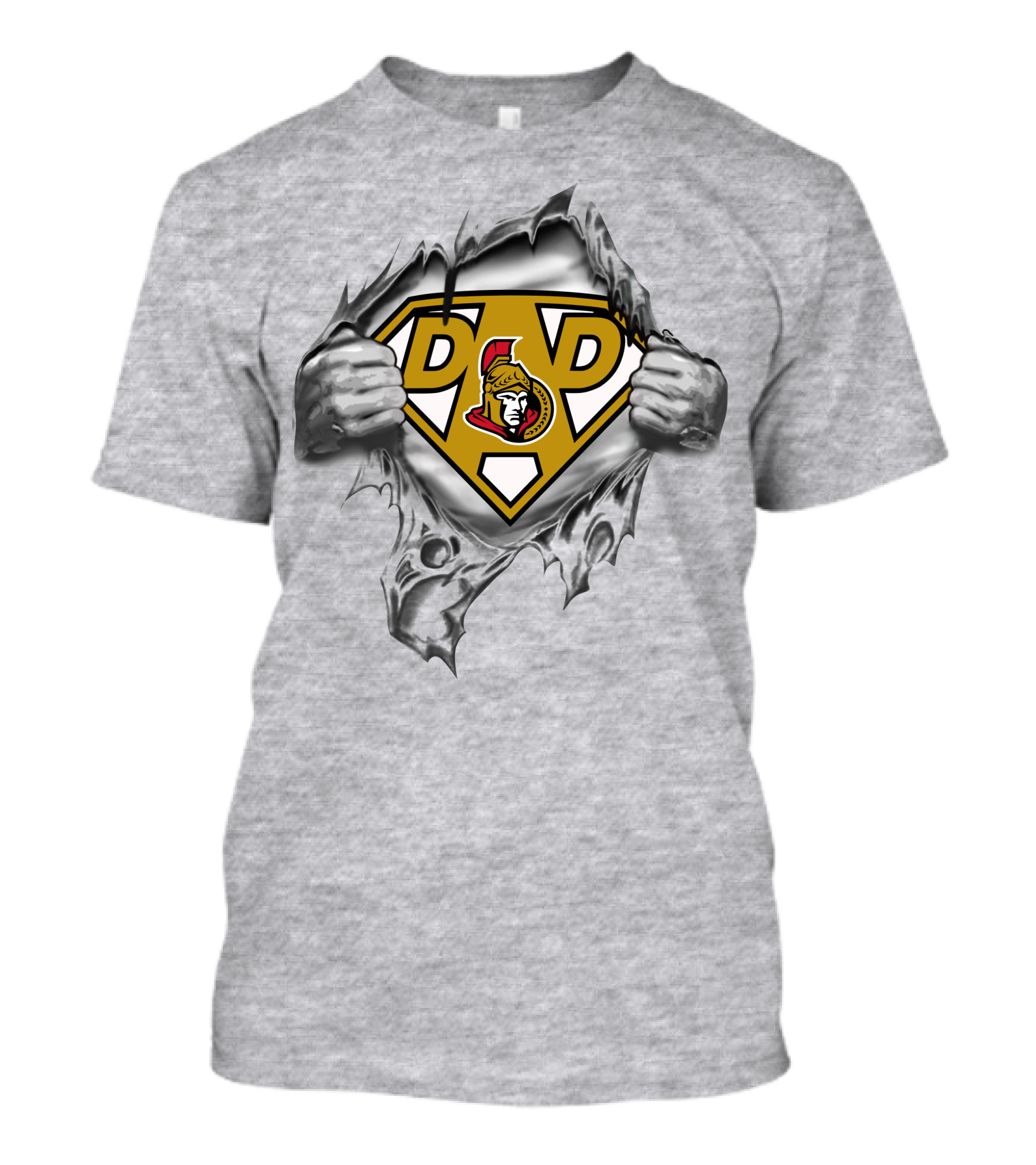 Ottawa Senators Super Dad Logo With Ripped Effect T-Shirt