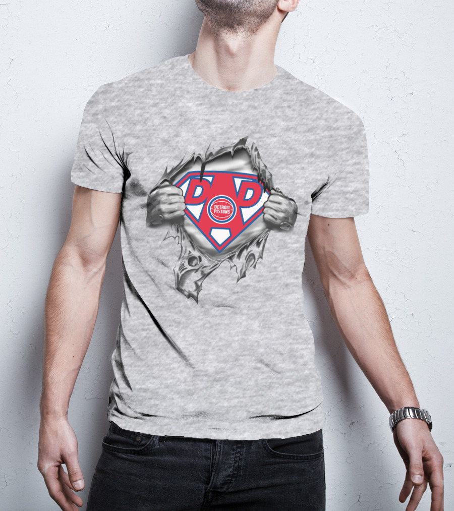 Detroit Pistons Super Dad Logo Superman Style T-Shirt