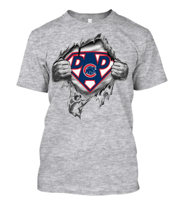 Chicago Cubs Super Dad Superman Styled Fan Logo Tear T-Shirt