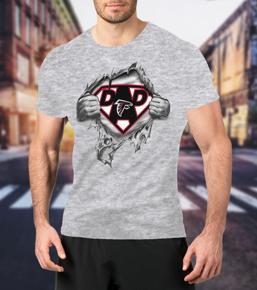 Atlanta Falcons Dad Superhero Emblem Rip T-Shirt