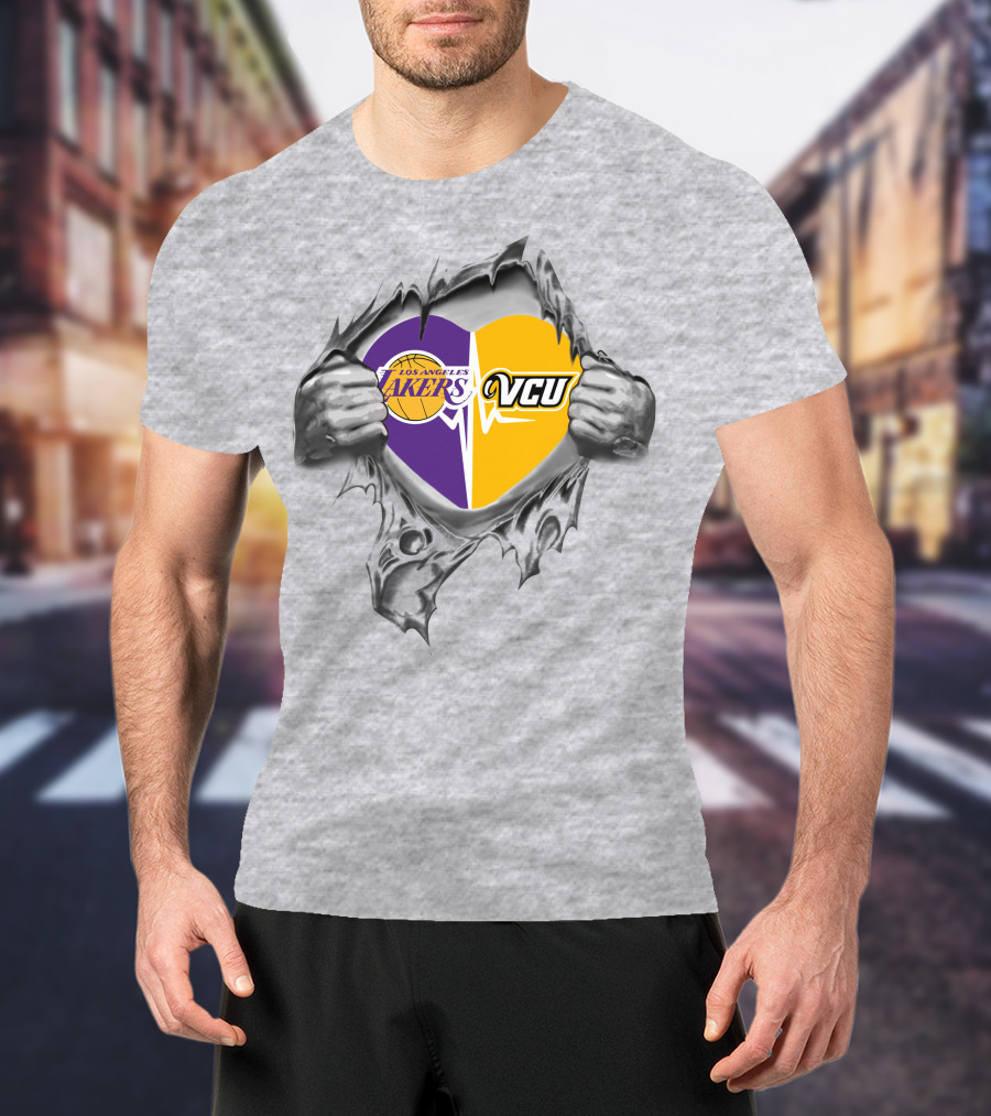 Los Angeles Lakers Vcu Rams Heart Inside My Heart T-Shirt