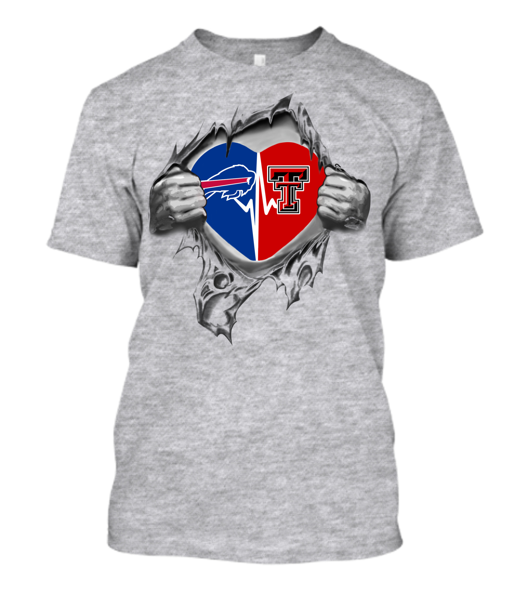 Buffalo Bills Texas Tech Red Raiders Heart Logo Passion T-Shirt