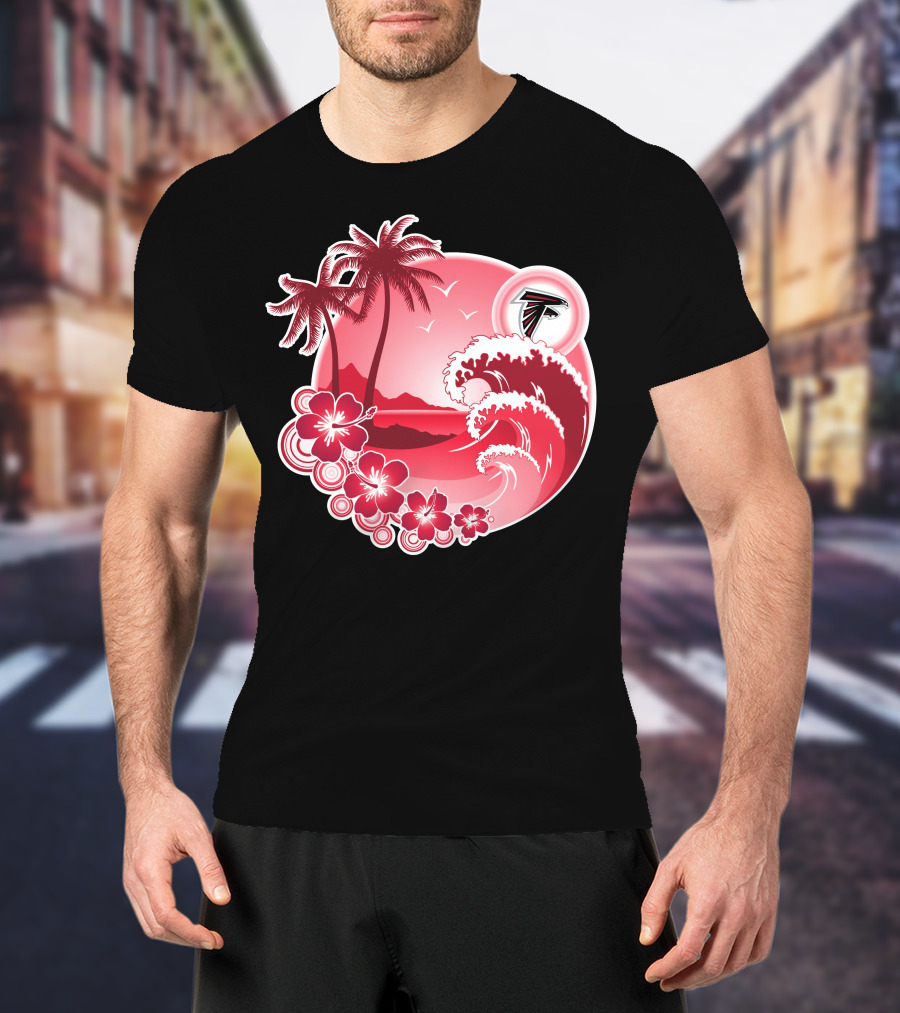 Atlanta Falcons Tropical Holiday Wave Scene T-Shirt