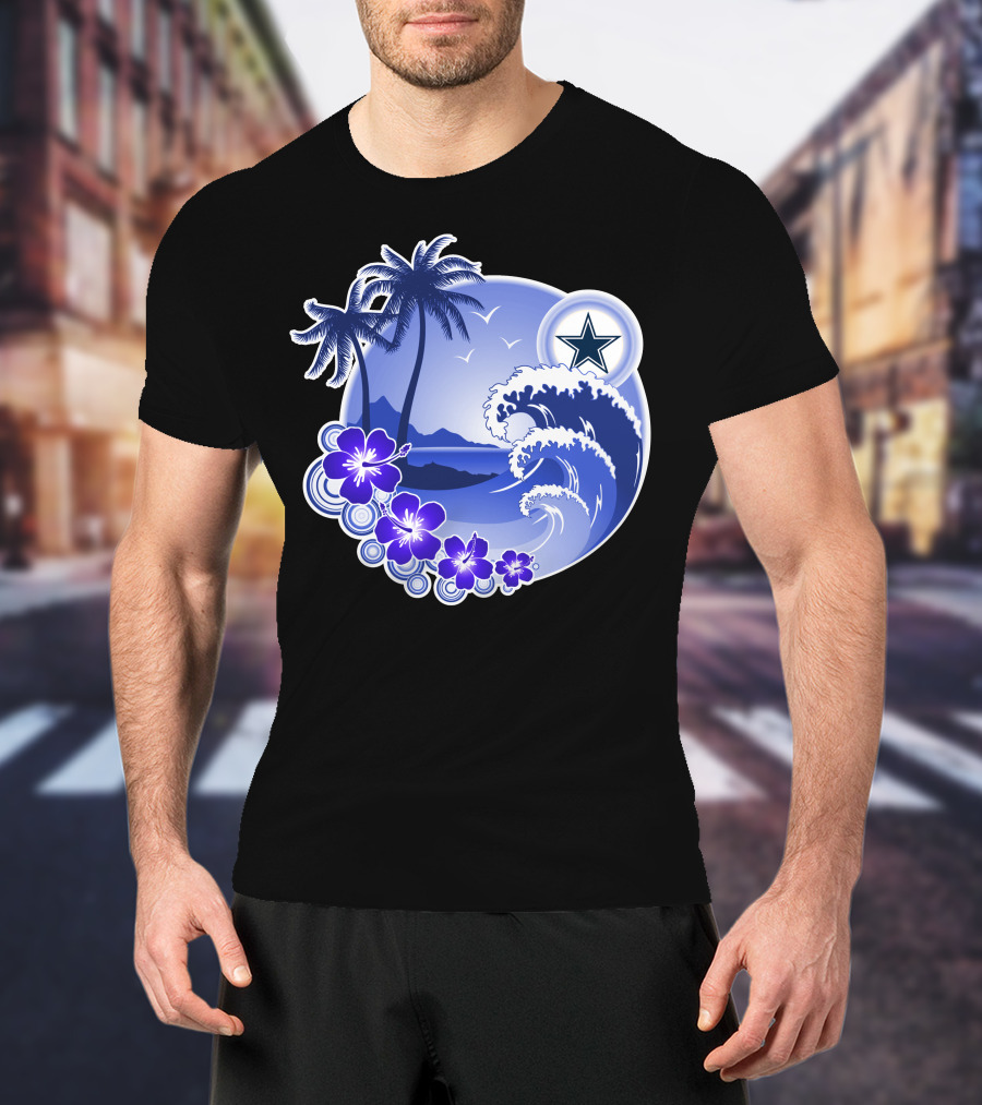 Dallas Cowboys Holiday Tropical Wave Palm Trees & Flowers T-Shirt