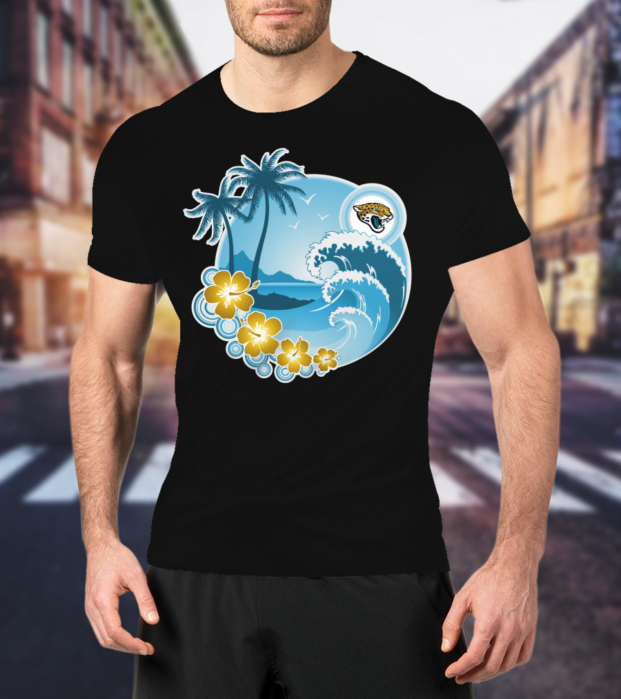 Jacksonville Jaguars Tropical Beach Holiday Wave Scene T-Shirt