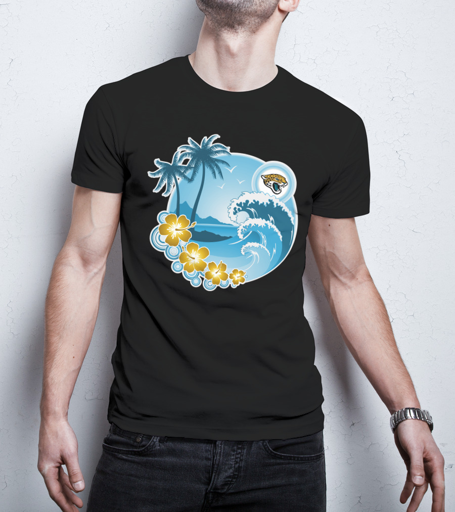 Jacksonville Jaguars Tropical Beach Holiday Wave Scene T-Shirt