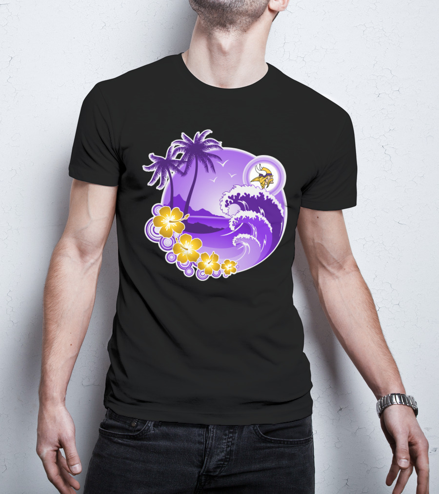Minnesota Vikings Tropical Wave Happy Holidays T-Shirt