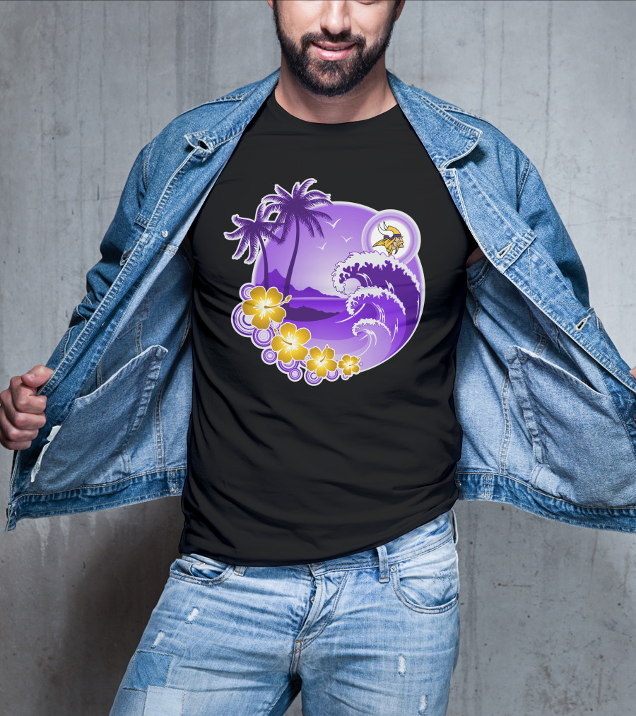 Minnesota Vikings Tropical Wave Happy Holidays T-Shirt