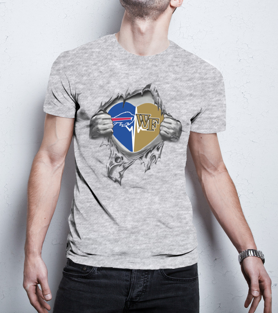 Buffalo Bills Wake Forest Heart Torn T-Shirt
