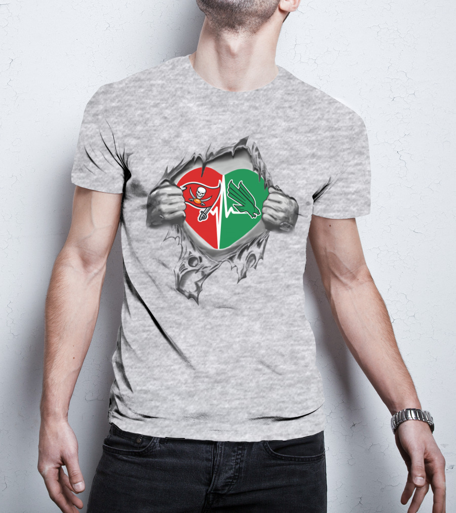 Buccaneers North Texas Mean Green Heart T-Shirt