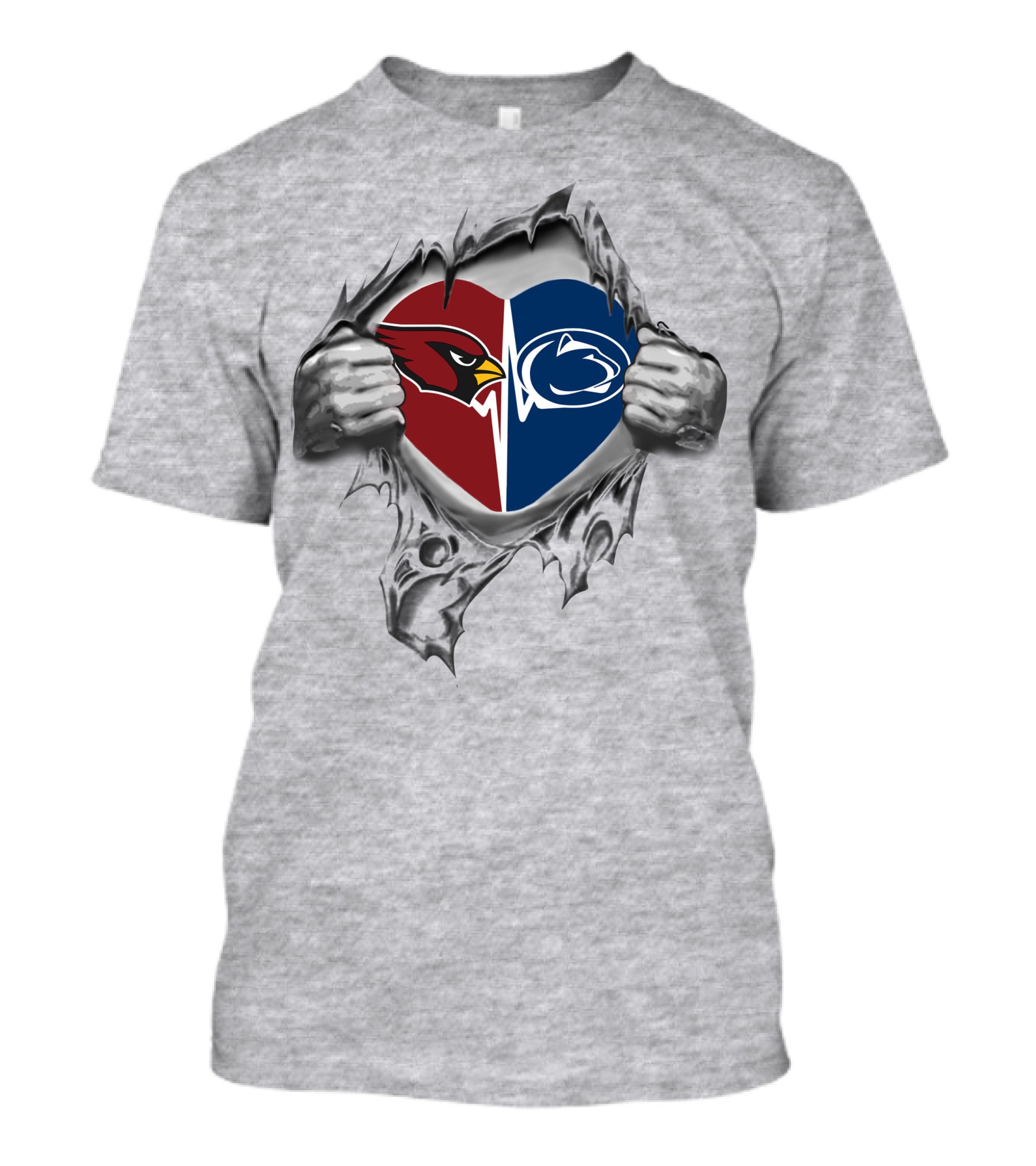 Cardinals Penn State Nittany Lions Heart Logo Torn T-Shirt