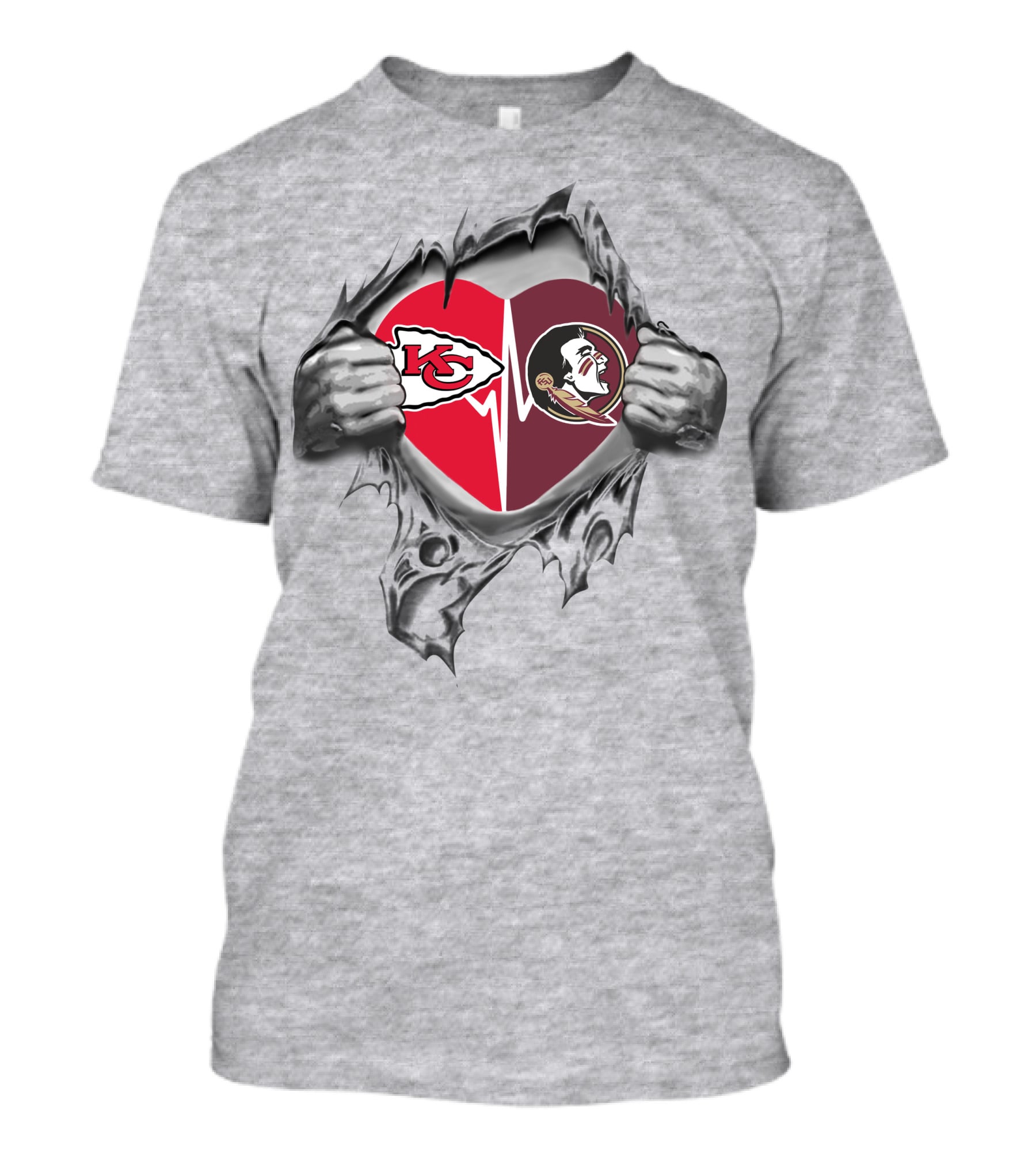 Chiefs Florida State Seminoles Heartbeat Chiefs Logo Seminoles T-Shirt
