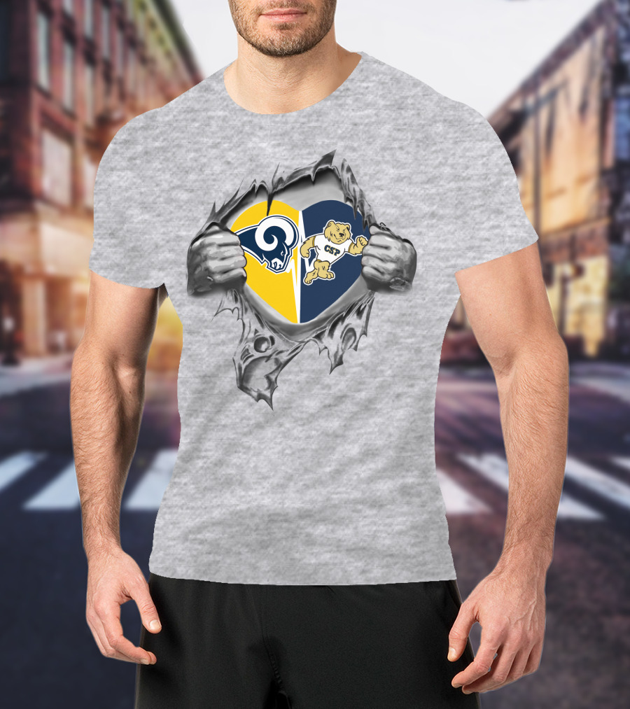 Rams Concordia University St Paul Csp Heart Symbol With Hands Pulling Open Fabric T-Shirt