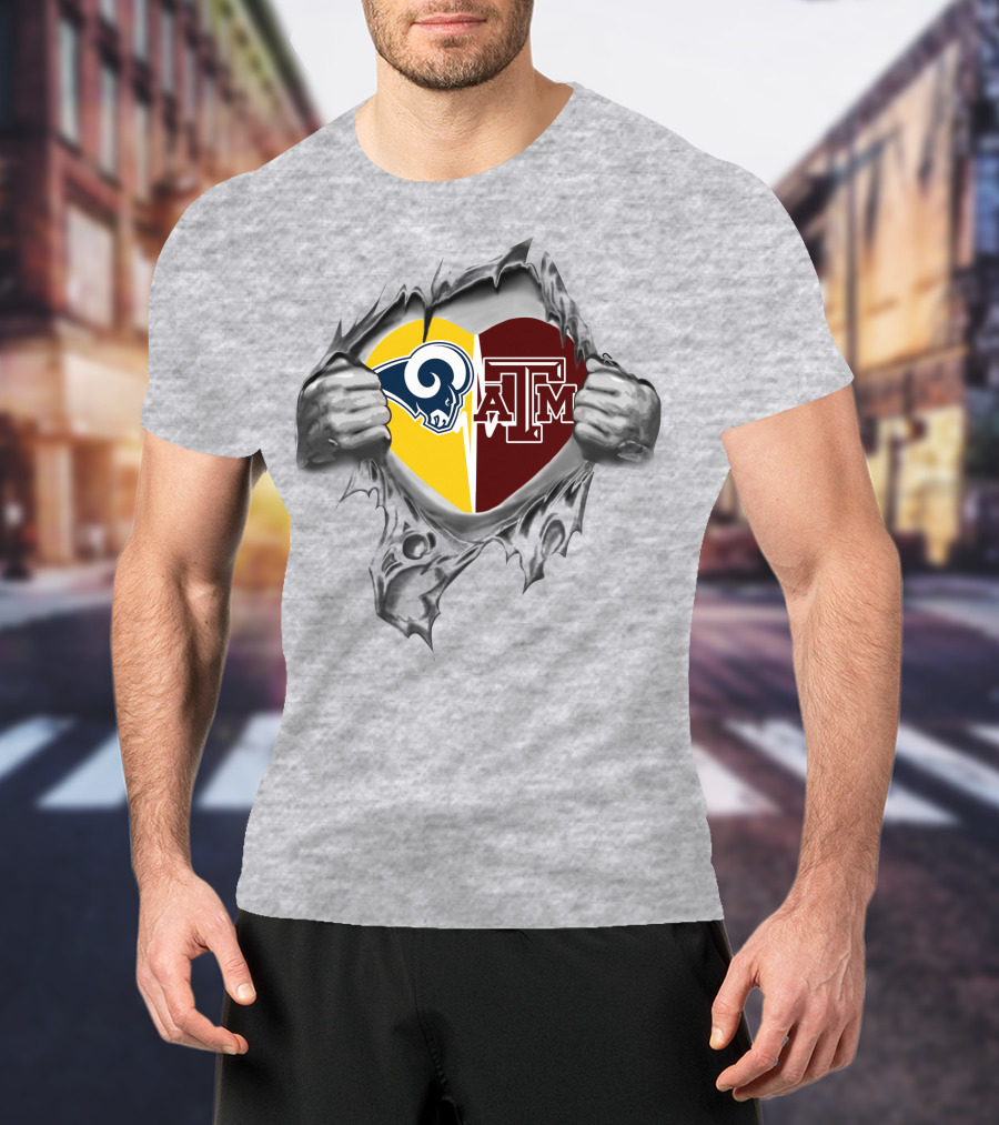 Rams Texas A&M Aggies Heart T-Shirt