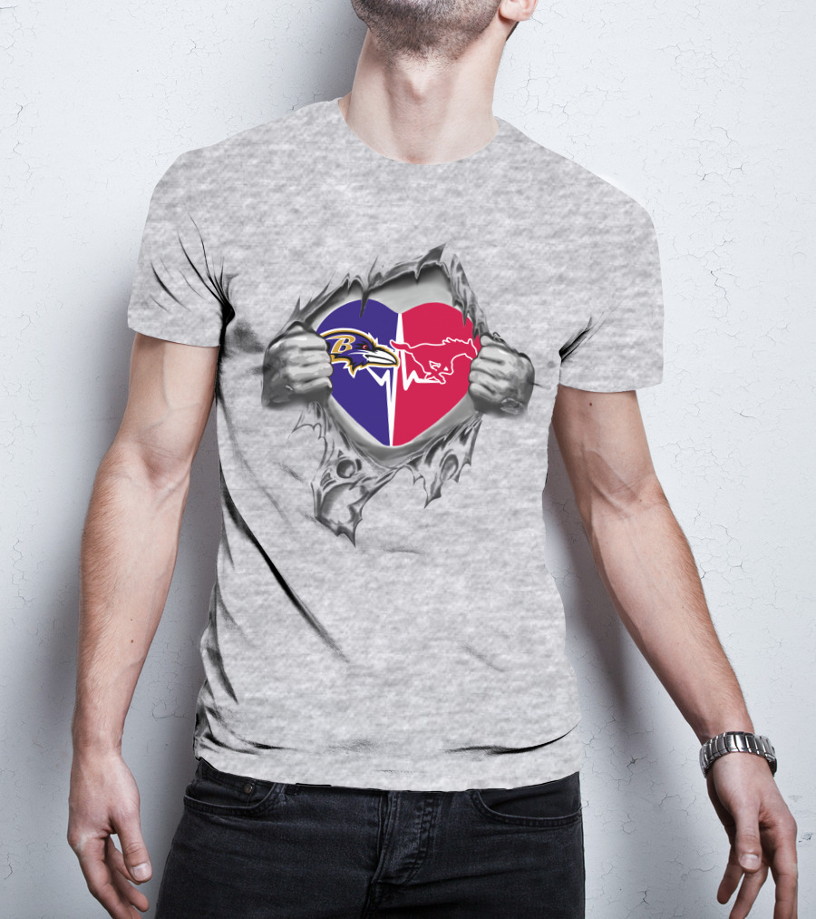Ravens Smu Mustangs Heart Logo Fans Iconic Symbol T-Shirt