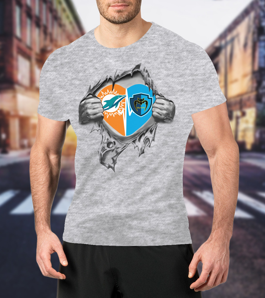 Miami Dolphins Tampa Bay Mutiny Heart Design 22 It's In My Heart T-Shirt