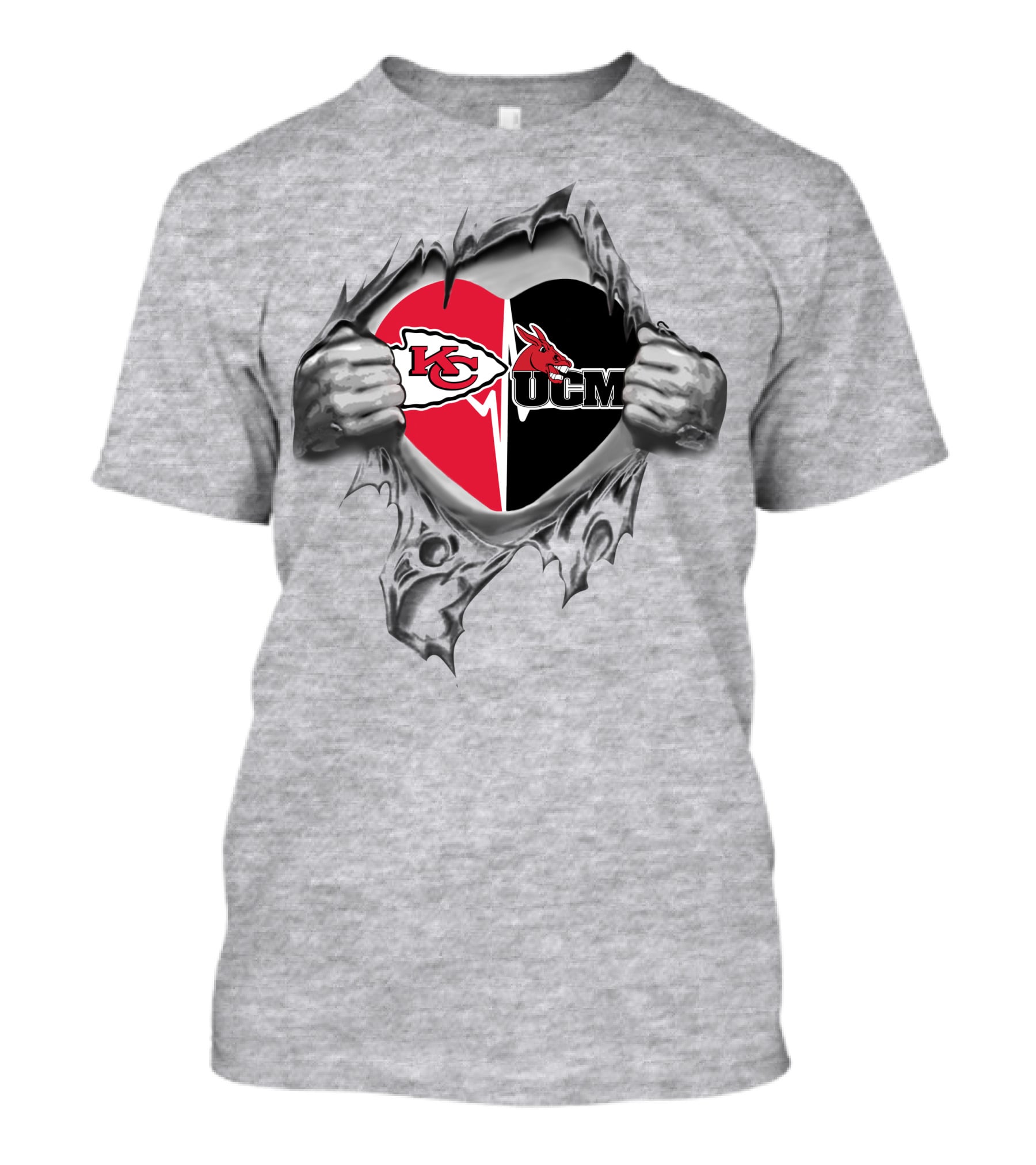 Heart Of Kansas City Chiefs And Ucm Mules Passion T-Shirt