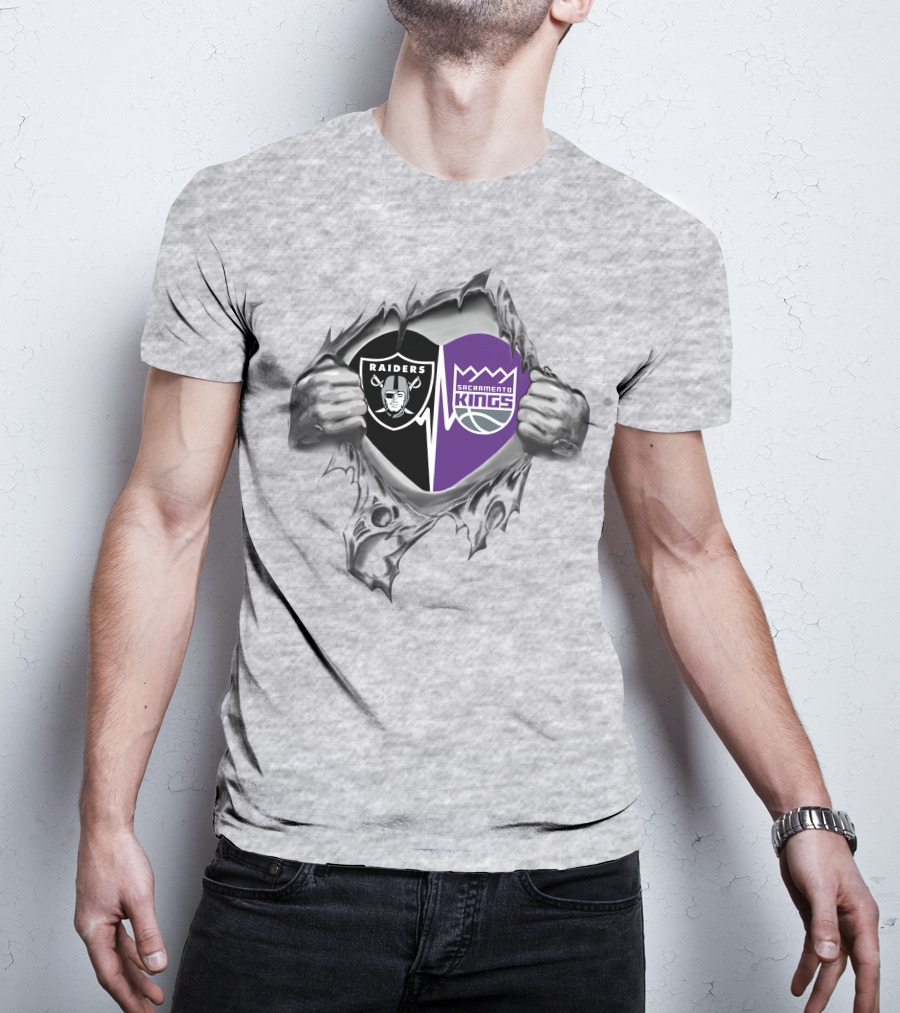 Raiders Sacramento Kings Heart Logo Mashup T-Shirt