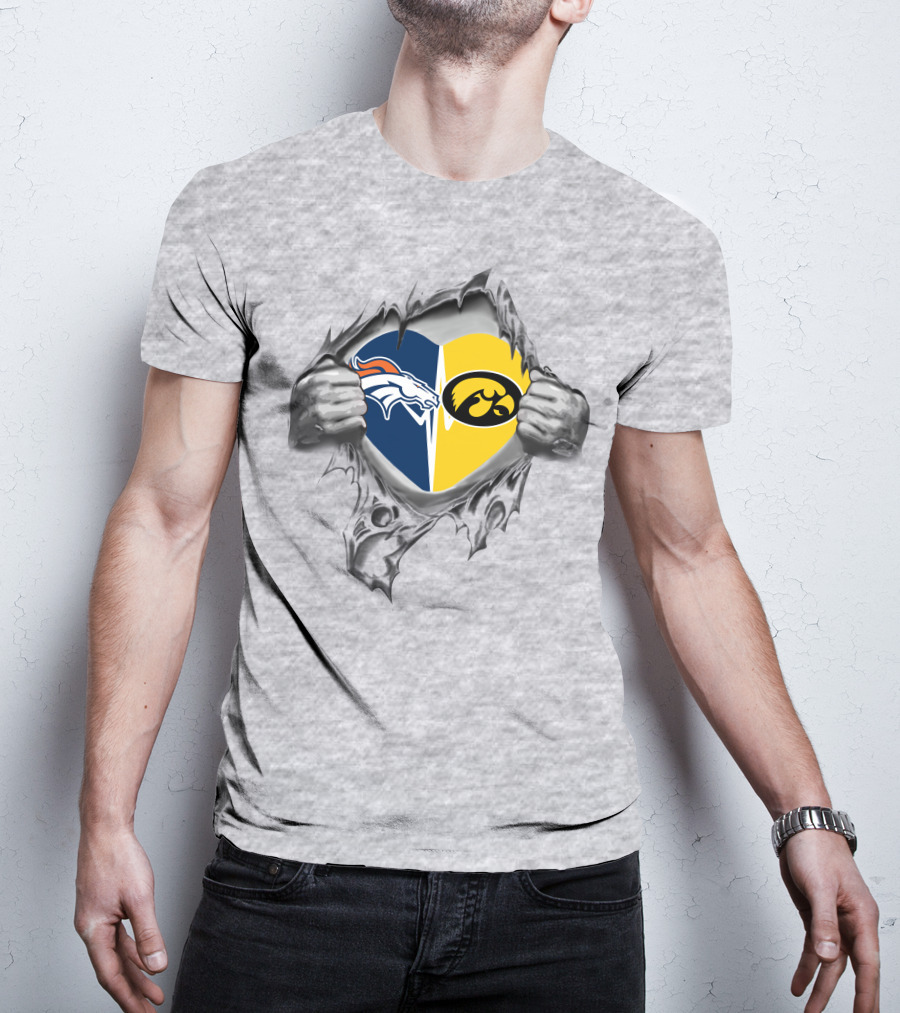Broncos Iowa Hawkeyes Heart T-Shirt