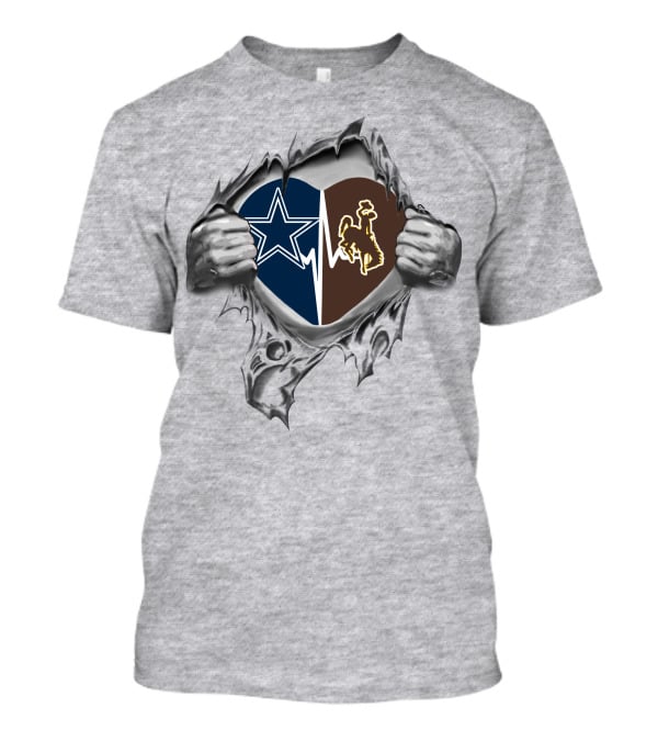 Wyoming Cowboys Heart With Star Logo Split T-Shirt