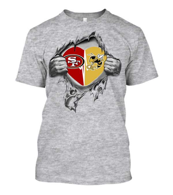 49ers Georgia Tech Yellow Jackets Heart T-Shirt