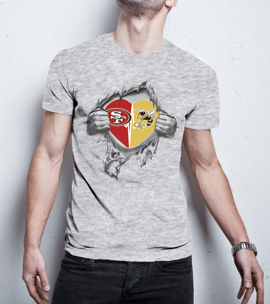 49ers Georgia Tech Yellow Jackets Heart T-Shirt