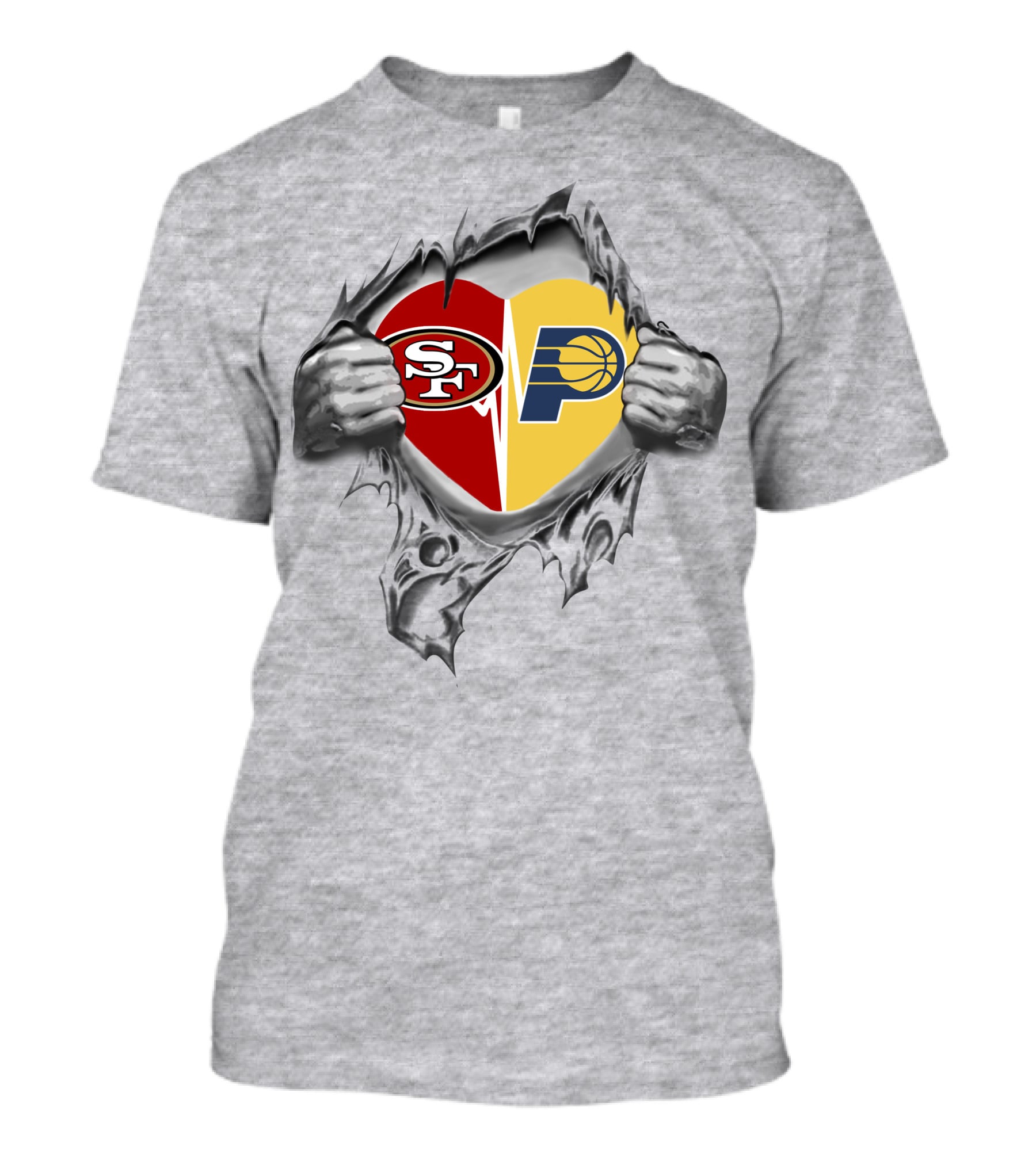 49ers Indiana Pacers Heart Torn Open T-Shirt