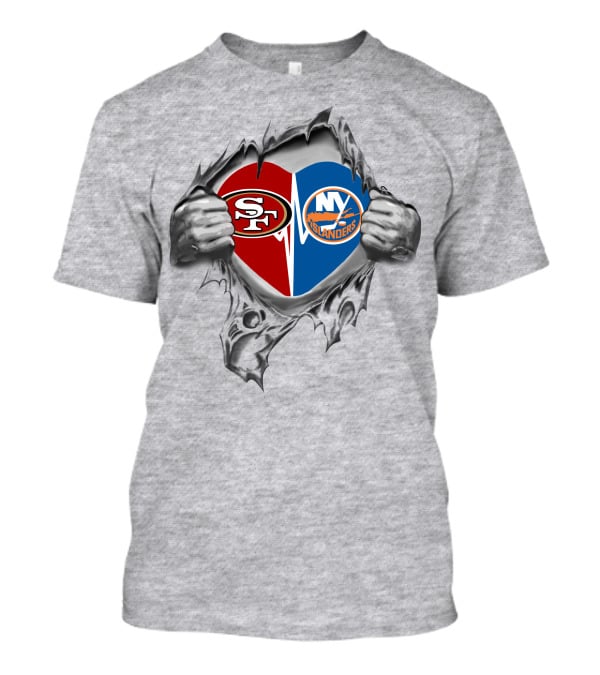 49ers New York Islanders Heart Dual Team Loyalty T-Shirt