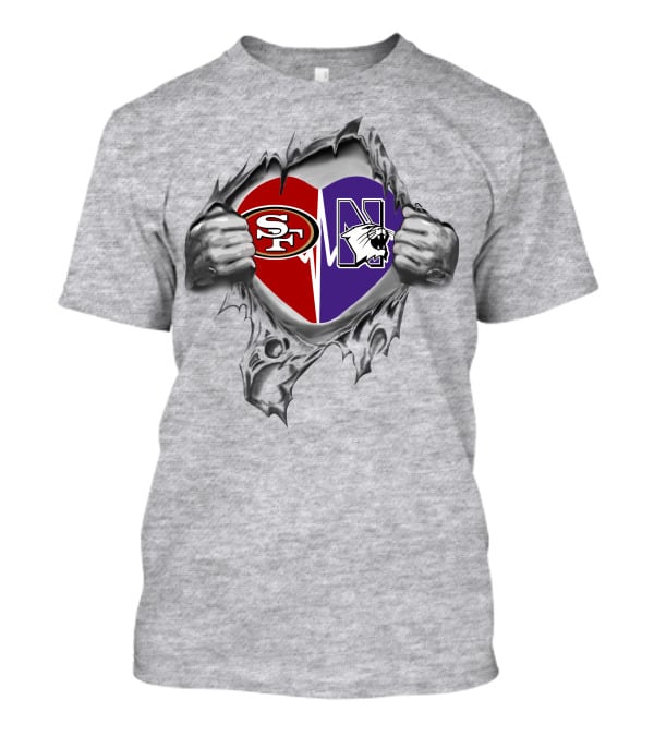 49ers Northwestern Wildcats Heart Passion T-Shirt